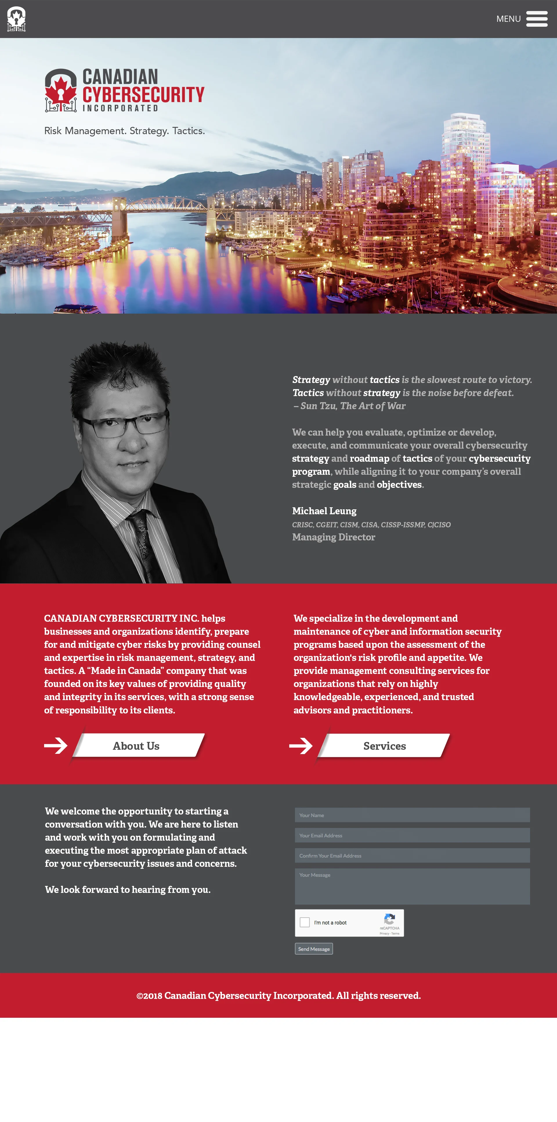 Canadian Cybersecurity Inc website home page design